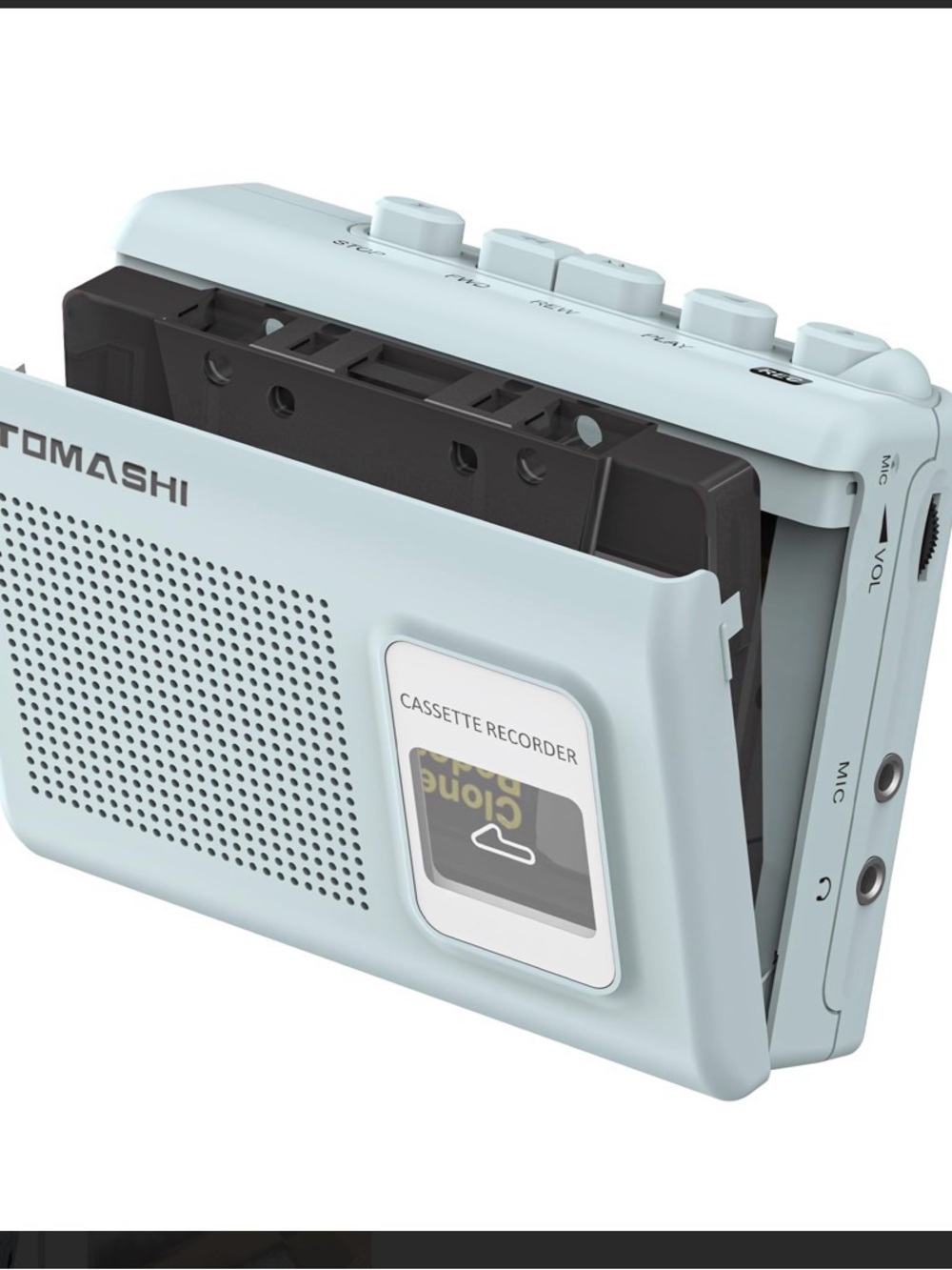 Tomashi Light Blue Portable Cassette Recorder with Speaker